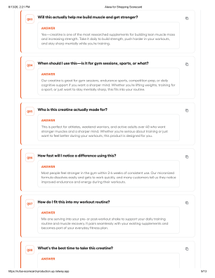Optimized Q&As page